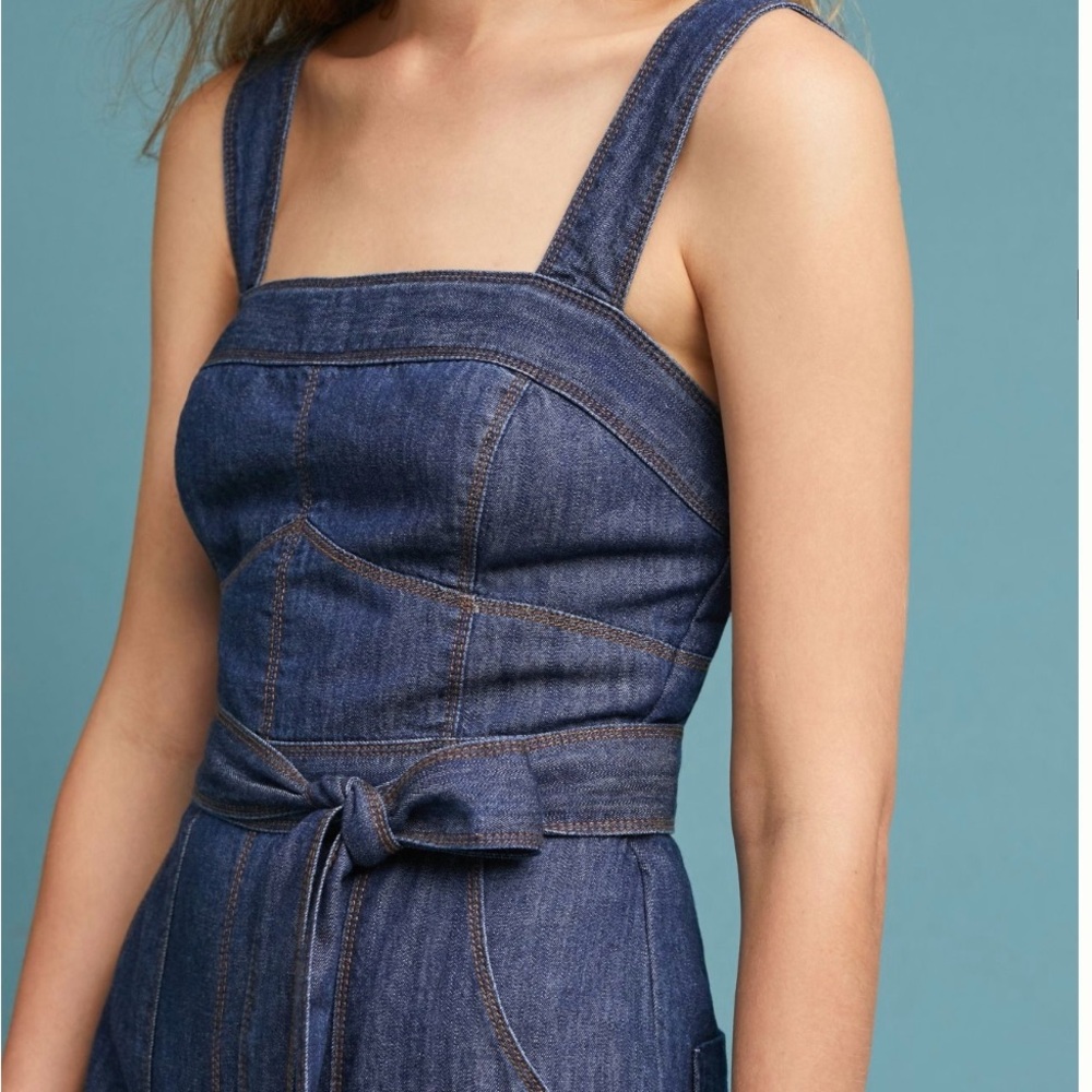 *Like New* Anthropologie Pilcro Wide-Leg Denim Jumpsuit Size 2 - Picture 2 of 10